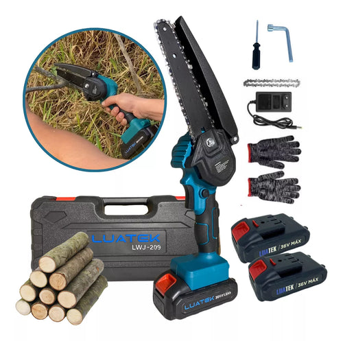 Motosserra Elétrica Recarregável – Potente, Compacta e Sem Fio!